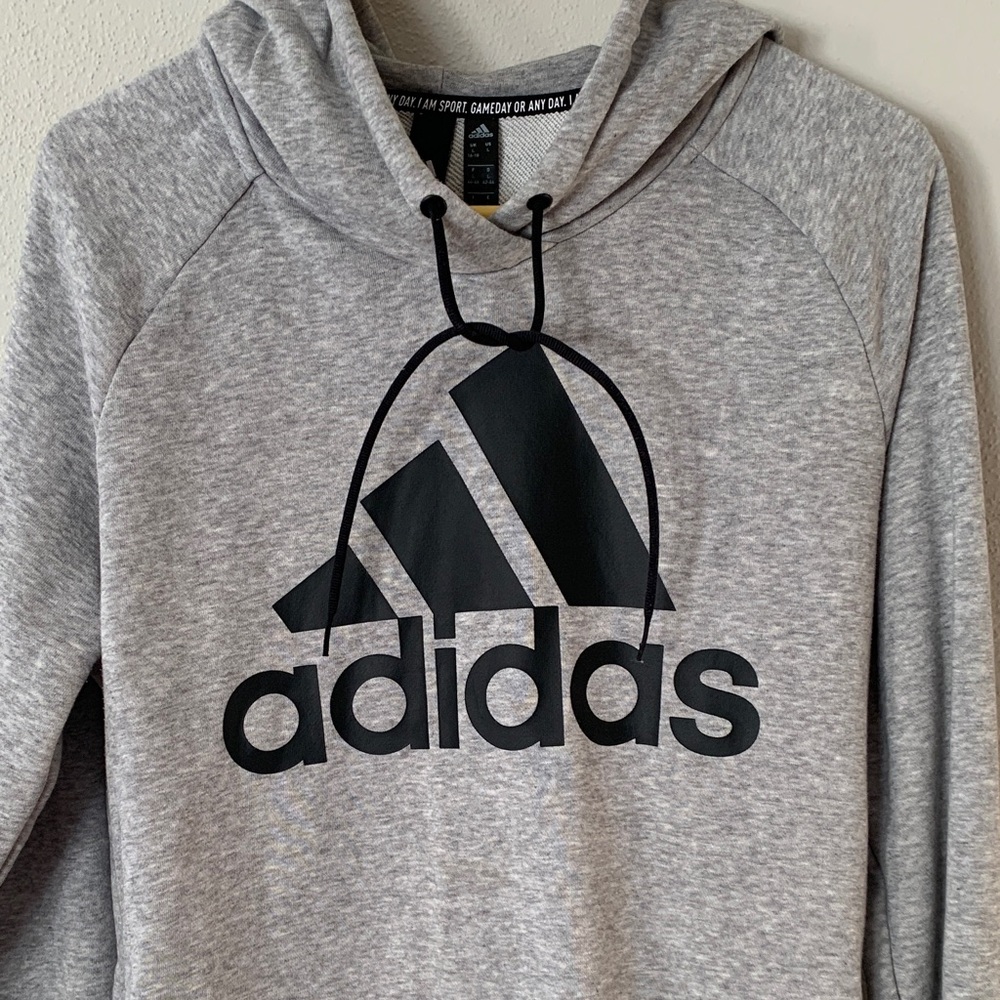 Adidas Heather Gray Pullover with Black Emblem - Picture 6 of 6